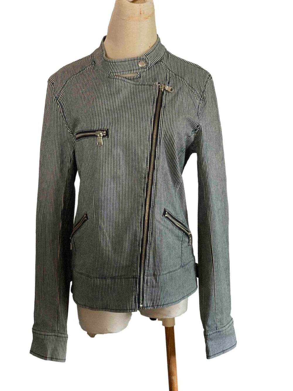Pin Stripe, Banana Republic Jean Jacket, Size M